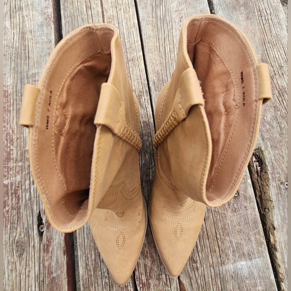 DV by Dolce Vita Tan Braided Western Ankle Boots - Picture 3 of 8